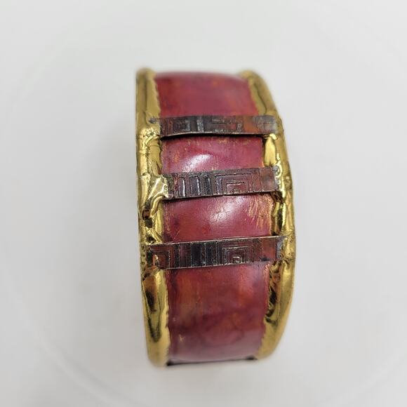 Cuff Bracelet Red Gold Handmade Copper & Brass Bangle Statement Bracelet - Picture 2 of 13